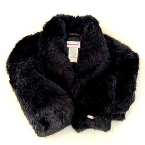 Girls Faux-Fur Jacket Coat size 8 Black Holiday